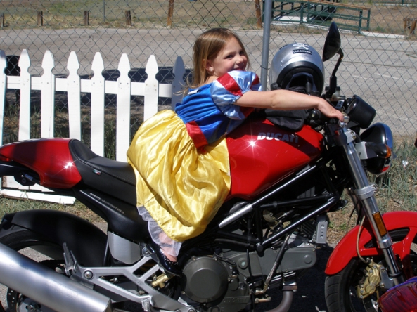 The next generation of rider on her Ducati!
